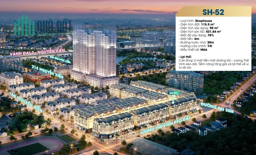Shophouse 2 mặt tiền đường Lương Thế Vinh kéo dài, 116m2, 35.6 tỷ