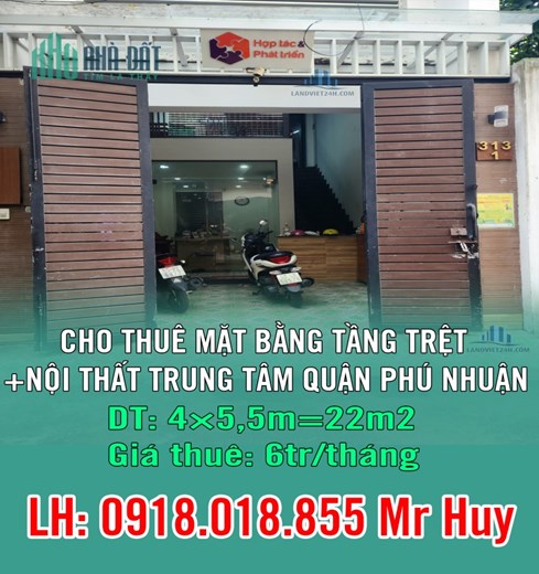 CHO THUÊ MẶT BẰNG TẦNG TRỆT+NỘI THẤT TRUNG TÂM QUẬN PHÚ NHUẬN- TPHCM