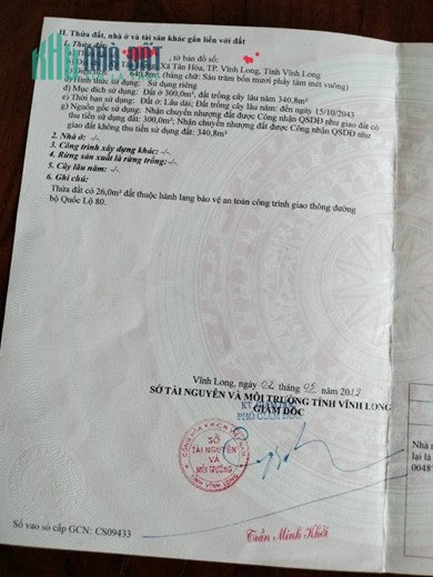 Cần Bán Lô Đất Mặt Tiền Quốc Lộ 80 - TP Vĩnh Long