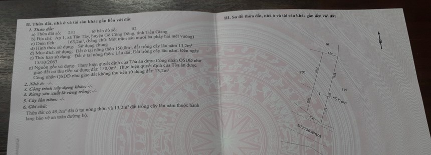 Bán lô đất mặt tiền 873B, X.Tân Tây, Gò Công Đông, Tiền Giang