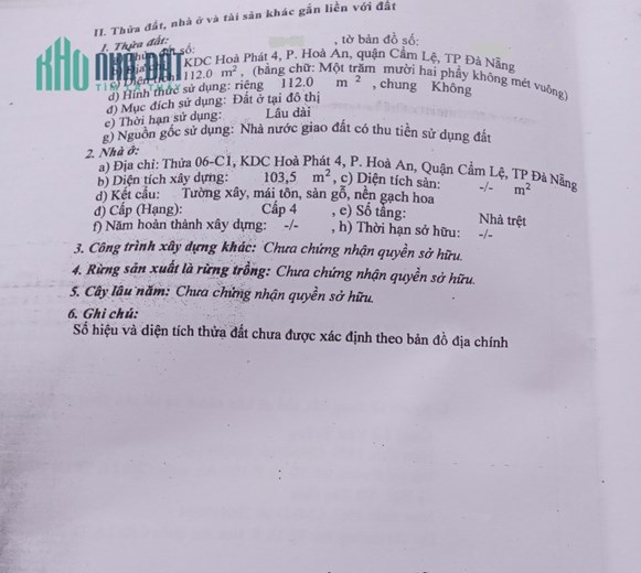 Chính chủ cần Bán nhà đường Tú Mở, Cẩm Lệ, Đà Nẵng
