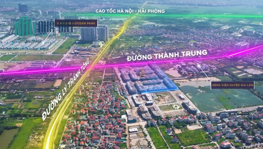 Cho thuê Biệt Thự mặt phố Thành Trung –Trâu Quỳ ,192.5m 4 tầng Mtien 9m.0982852808