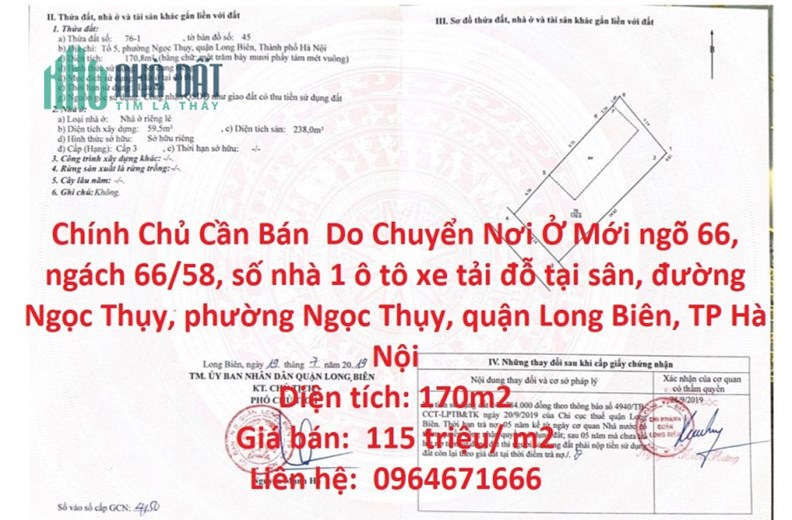 Chính Chủ Cần Bán  Do Chuyển Nơi Ở Mới - Nhà Ngọc Thụy, Long Biên - GIÁ CỰC MỀM