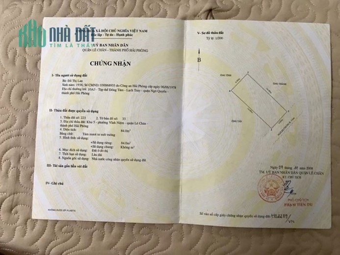 Đất 84m2, ngõ thông ô tô đường Thiên Lôi