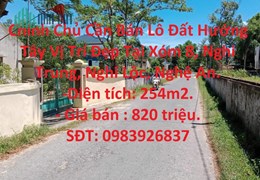 Chính Chủ Cần Bán Lô Đất Hướng Tây Vị Trí Đẹp Tại Xóm 8, Nghi Trung, Nghi Lộc, Nghệ An.