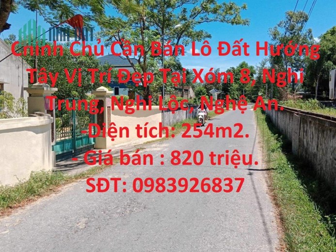 Chính Chủ Cần Bán Lô Đất Hướng Tây Vị Trí Đẹp Tại Xóm 8, Nghi Trung, Nghi Lộc, Nghệ An.