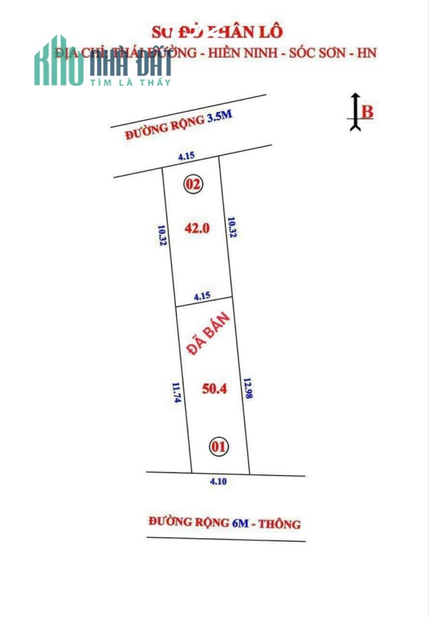Duy nhất 1 lô 42m tại Thái Đường-Hiền Ninh gần kcn Nội Bài ô tô đỗ cửa