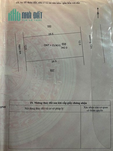 Bán mãnh đất thổ cư diện tích 342m2 - Tiện ích đa dạng