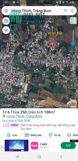 ĐẤT RẺ ĐẸP 460TR/100M2 GẦN KCN BÀU XÉO