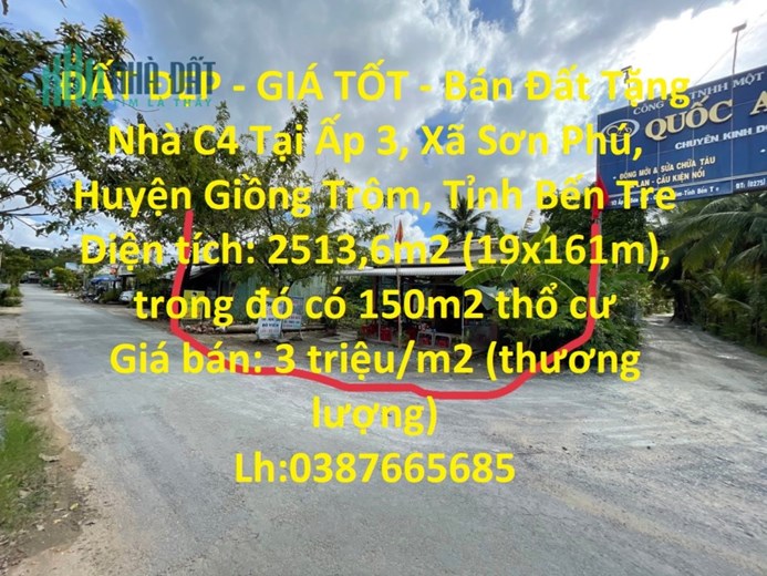 ĐẤT ĐẸP - GIÁ TỐT - Bán Đất Tặng Nhà C4 Tại Giồng Trôm, Bến Tre
