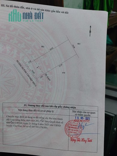 ĐẤT ĐẸP CHÍNH CHỦ - Cần Bán Gấp  Đất Có Thổ Cư Tại Chợ Gạo, Tiền Giang
