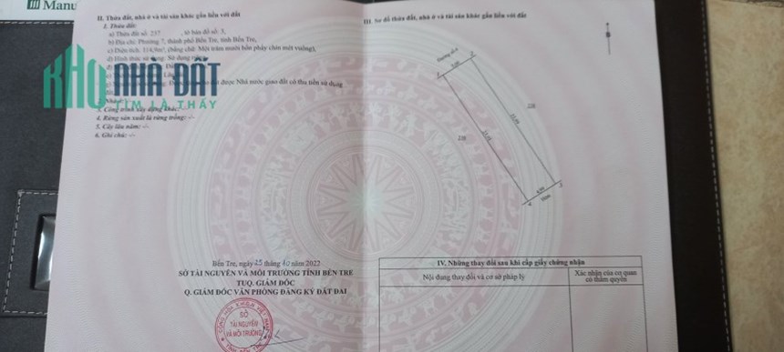 CẦN BÁN ĐẤT ( TẶNG NHÀ CẤP 4 TRÊN ĐẤT ) TẠI DỰ ÁN KHU DÂN CƯ SAO MAI TP. BẾN TRE .