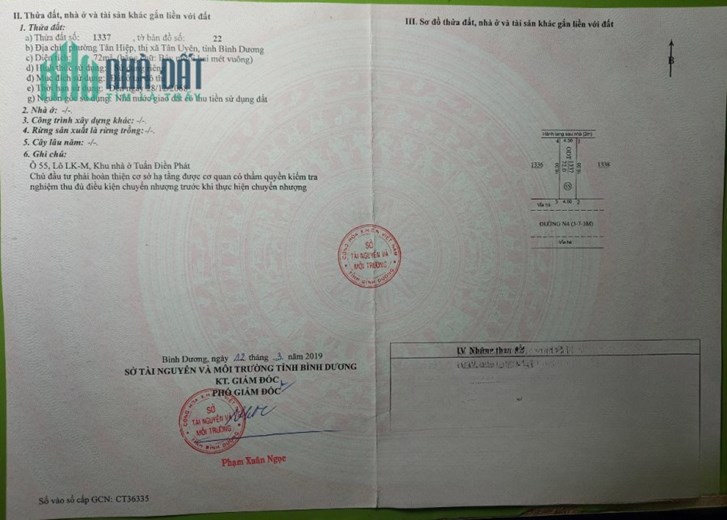 Bán lô đất mặt tiền KDC Tuấn Điền Phát, Tân Hiệp, Tân Uyên, Bình Dương