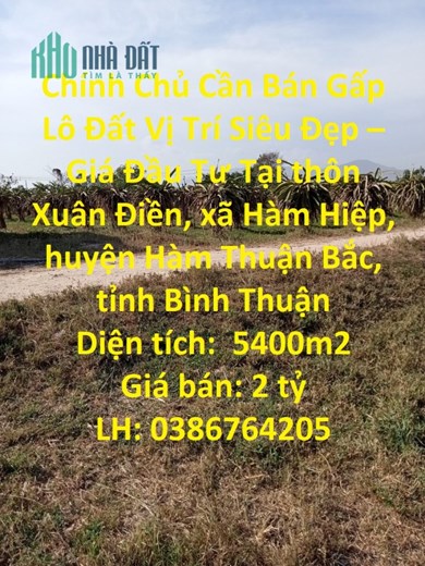 Chính Chủ Cần Bán Gấp Lô Đất Vị Trí Siêu Đẹp – Giá Đầu Tư Tại Hàm Hiệp