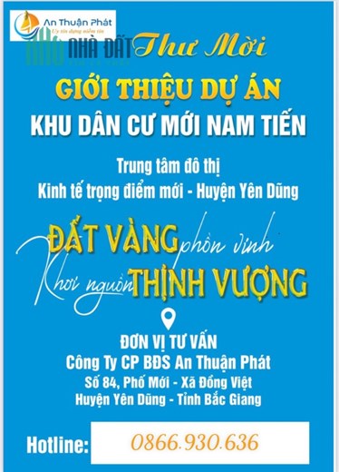 %% TRIỂN KHAI DỰ ÁN KHU DÂN CƯ MỚI NAM TIẾN  XÃ ĐỒNG VIỆT - HUYỆN YÊN DŨNG – TỈNH BẮC GIANG