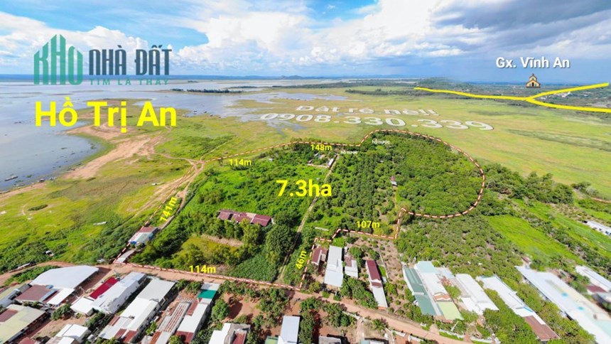 Cần bán 7.3ha đất giáp hồ Trị An phù hợp làm khu nghỉ dưỡng
