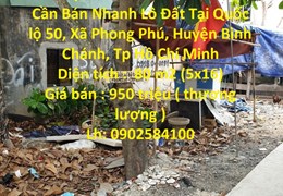 ĐẤT ĐẸP - GIÁ TỐT – CHÍNH CHỦ Cần Bán Nhanh Lô Đất Tại Huyện Bình Chánh, TP HCM