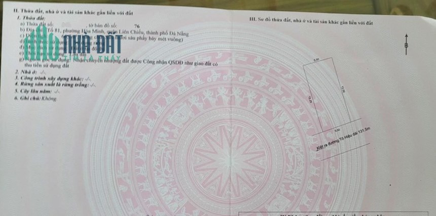 Bán đất kiệt Ô TÔ tránh đường Tô Hiệu - Liên Chiểu - Đà Nẵng