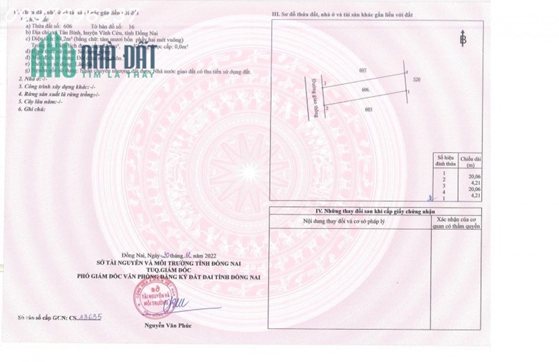 Bán đất thổ cư sổ hồng sẵn Gần chợ Tân Bình,Xã Tân Bình,Vĩnh Cửu Đồng Nai