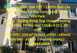 BIỆT THỰ ĐẸP - GIÁ TỐT – CHÍNH CHỦ Cần Bán Biệt Thự Tại Khu Compound Dự Án Villa Park