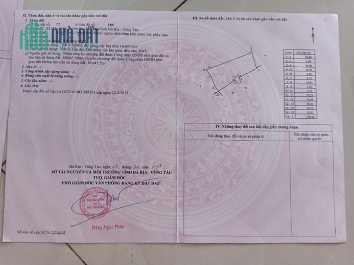 Bán 11000m2 (sẵn 300m2 thổ) tại BRVT SHR 8 tỷ. Lh;0911912868.