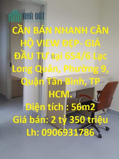 CẦN BÁN NHANH CĂN HỘ VIEW ĐẸP- GIÁ ĐẦU TƯ tại quận Tân Bình, TPHCM