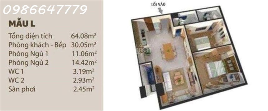 Cho thuê căn hộ 2PN tại Bình Tân, chung cư 35 Hồ Học Lãm, DT 50m2 5,5triệu/tháng.