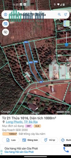 BÁN ĐẤT XÃ LONG PHƯỚC - BÀ RỊA - TỈNH BÀ RỊA VŨNG TÀU