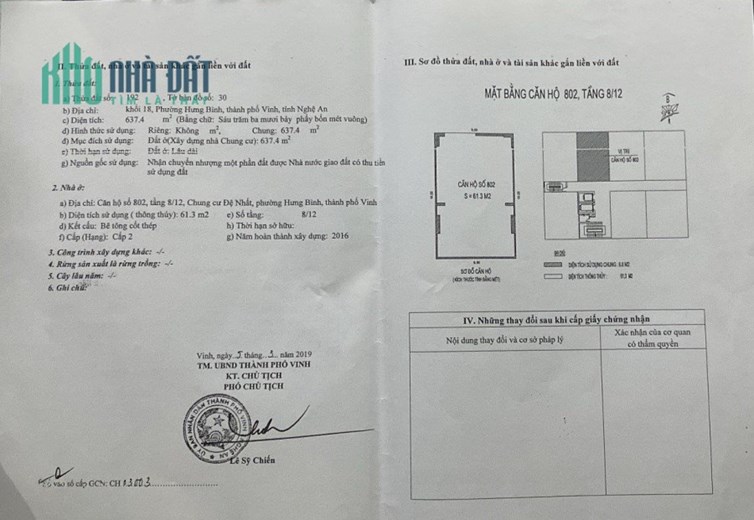 Chính Chủ Cần Bán Căn Chung Cư Đệ Nhất Vị Trí Đẹp Tại Thành Phố Vinh, Tỉnh Nghệ An.