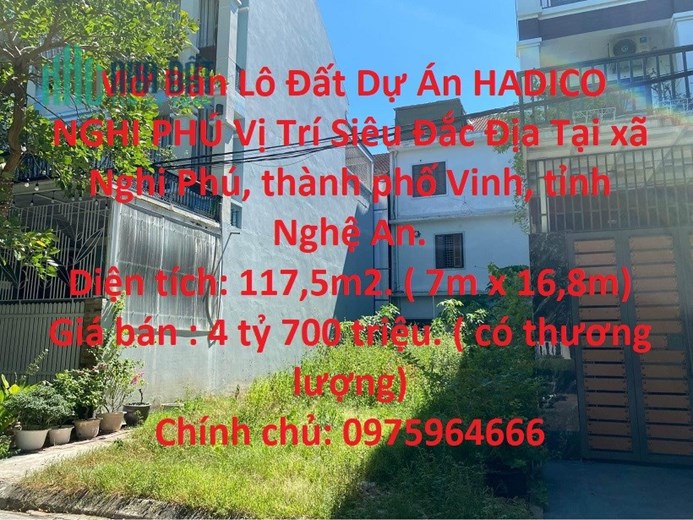 Mở Bán Lô Đất Dự Án HADICO NGHI PHÚ Vị Trí Siêu Đắc Địa Tại Thành Phố Vinh, Tỉnh Nghệ An.
