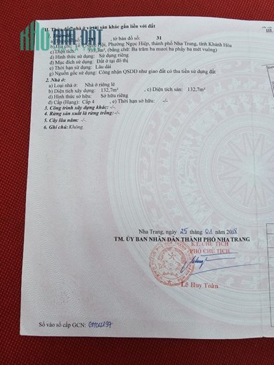 ĐẤT ĐẸP - GIÁ TỐT Chính Chủ Cần Bán Lô Đất Phường Ngọc Hiệp, TP Nha Trang, Khánh Hòa