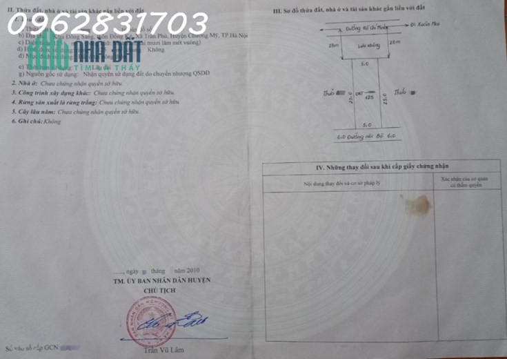 125m đất xuân mai mặt đương 6 giá chỉ hơn 2 tỷddax trừ lưu không mở rộng đường to