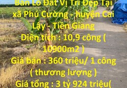 ĐẤT ĐẸP - GIÁ TỐT - Cần Bán Lô Đất Vị Trí Đẹp Tại xã Phú Cường - huyện Cai Lậy - Tiền Giang