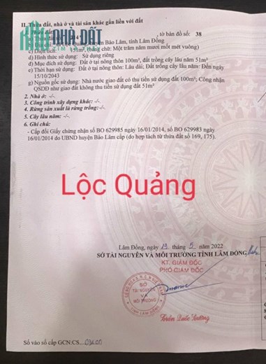 ĐẤT ĐẸP - GIÁ TỐT - Cần Bán Lô Đất  Vị Trí Đắc Địa Tại Xã Lộc Quảng , Huyện Bảo lâm , Lâm Đồng