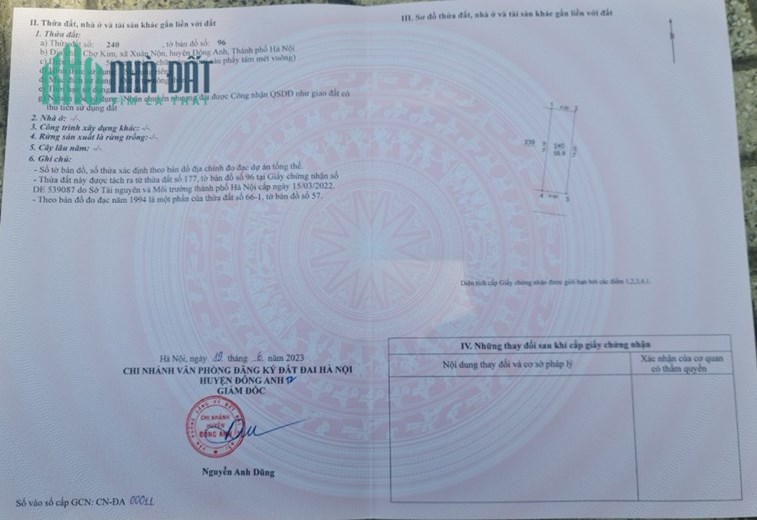 Bán đất Hướng Nam gần 60m Tại Xuân Nộn gần chợ và trường học giá chỉ hơn tỷ đường thông ô tô vào