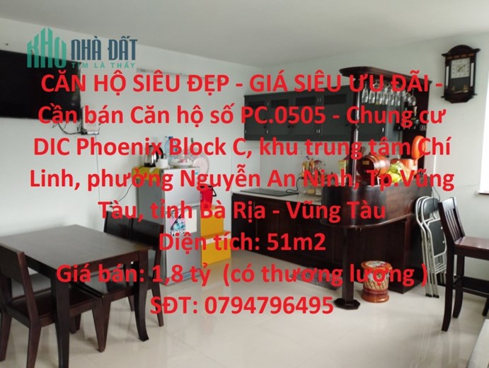 CĂN HỘ SIÊU ĐẸP - GIÁ SIÊU ƯU ĐÃI - Cần bán Căn hộ Chung cư  DIC Phoenix Block C