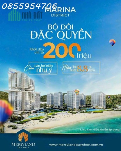 Hưng Thịnh mở bán căn hộ Marina District. Giá chỉ 1tỷ 3/căn. Lh. PKD: 0855 954 706