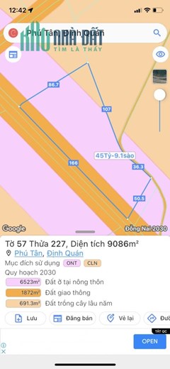 ĐẤT ĐỊNH QUÁN, ĐỒNG NAI 9000m