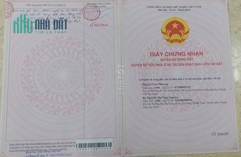 Chính Chủ Bán Đất Mặt Tiền Sổ Hồng Riêng Giá Rẻ Tại Tây Ninh.