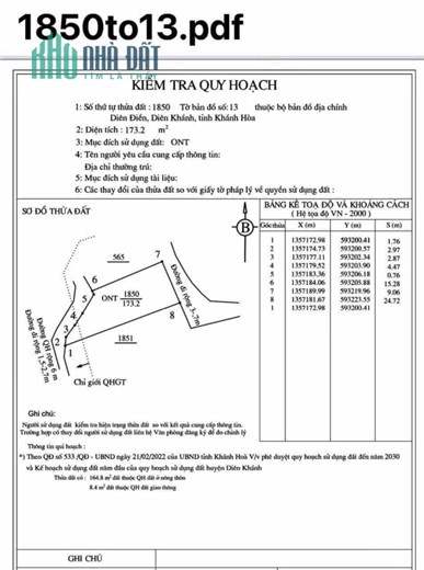 BÁN ĐẤT FULL THỔ CƯ THÔN TRUNG 1, DIÊN ĐIỀN, DIÊN KHÁNH