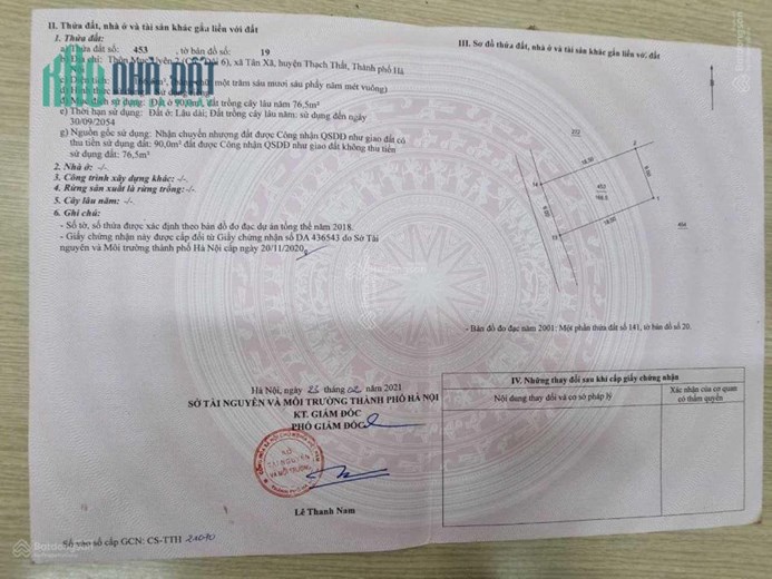 Chính Chủ do không có nhu cầu sử dụng bán mảnh đất đội 6 Tân Xã, Thạch Thất, Hà Nội - DT 166,5m2