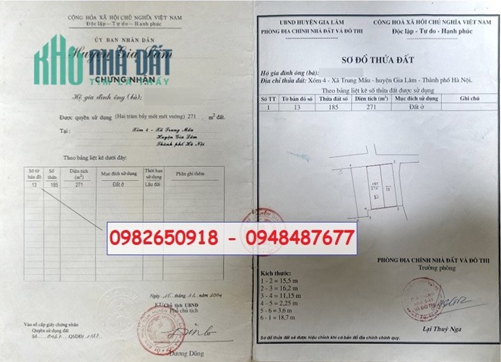 ⭐Bán gấp 2 lô đất tại xã Trung Mầu và Lệ Chi, Gia Lâm; 0948487677