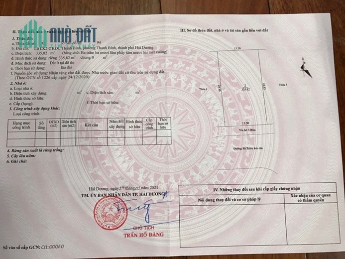 ĐẤT  ĐẸP - GIÁ TỐT-CHÍNH CHỦ Bán Nhanh 2 Lô Đất Tại phường Thanh Bình, thành phố Hải Dương , Hải