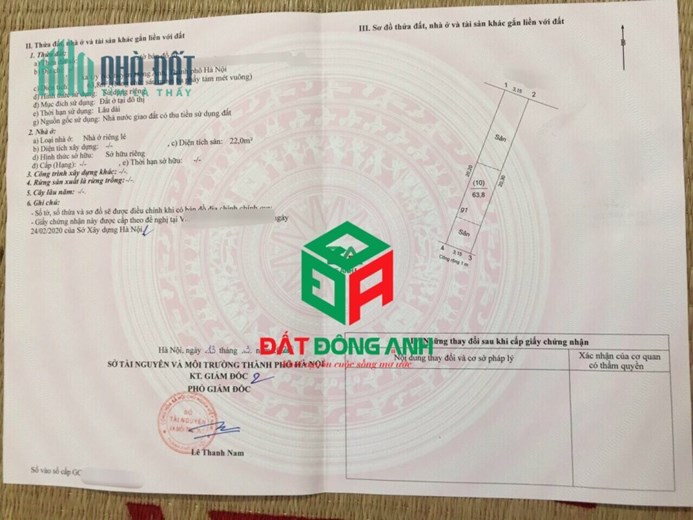 Bán đất Thị Trấn Đông Anh tặng nhà cấp 4 đường oto tránh nhau giá 33tr