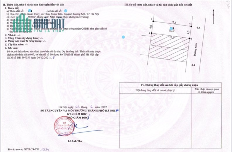 Cần Bán Gấp 50m Full Thổ Đường Thông Ô Tô Tại Thủy Xuân Tiên Giá 800 Triệu