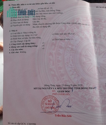 BÁN NHÀ 2 MẶT HẺM Thoáng Mát Tại Phường 2, TP Sa Đéc - Đồng Tháp