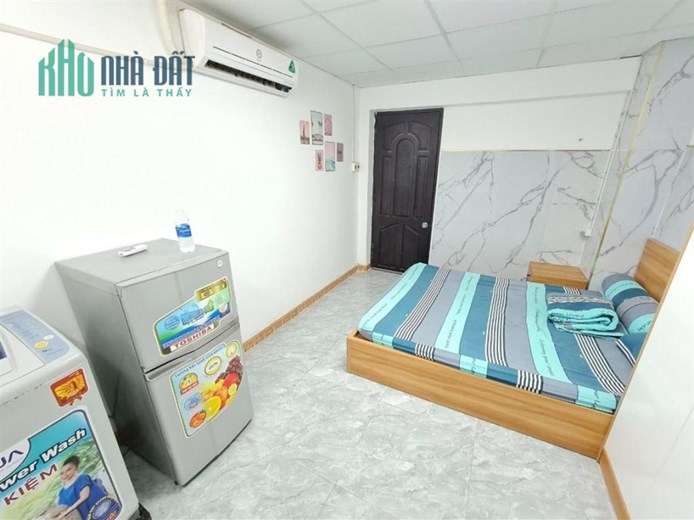 cho thuê phòng 25m2 Nguyễn Văn Thủ nội thất máy giặt riêng.
