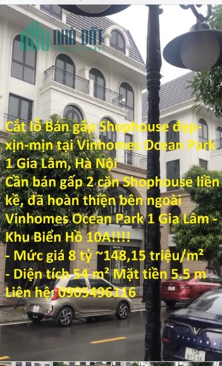 Cắt lỗ Bán gấp Shophouse đẹp xịn mịn tại Vinhomes Ocean Park 1 Gia Lâm, Hà Nội