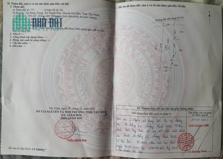CHÍNH CHỦ cần bán đất Xã Thạnh Đức, Gò Dầu , Tây Ninh