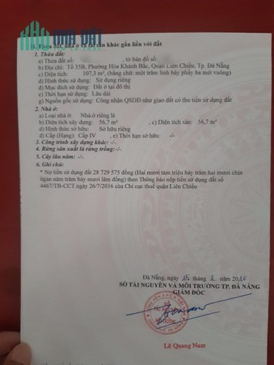 Chính Chủ Cần Bán LÔ ĐẤT TẶNG CĂN NHÀ Cấp 4 Đường Bùi Chát, Quận Liên Chiểu,TP Đà Nẵng